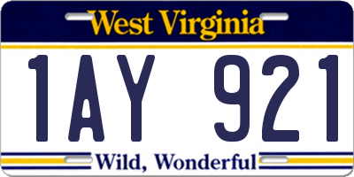 WV license plate 1AY921