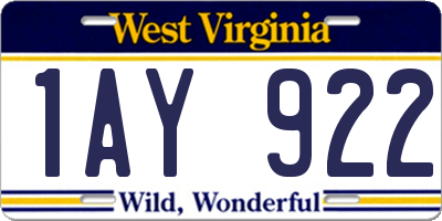 WV license plate 1AY922