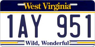 WV license plate 1AY951