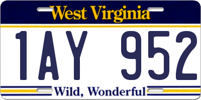 WV license plate 1AY952