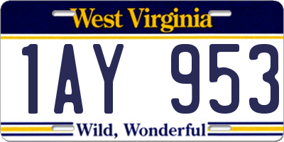 WV license plate 1AY953