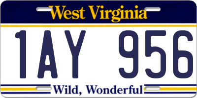 WV license plate 1AY956