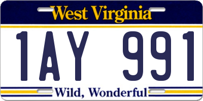 WV license plate 1AY991