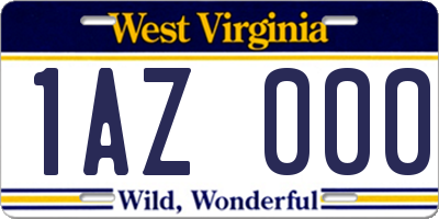 WV license plate 1AZ000