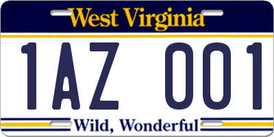 WV license plate 1AZ001
