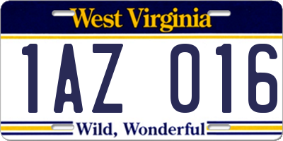 WV license plate 1AZ016