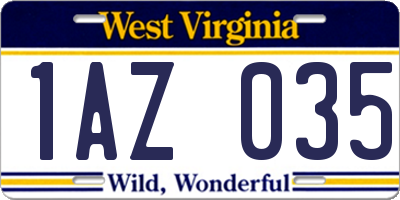 WV license plate 1AZ035