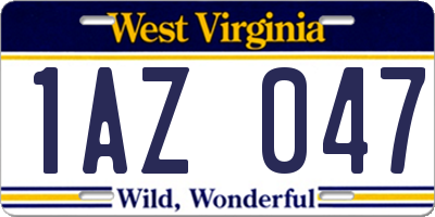 WV license plate 1AZ047