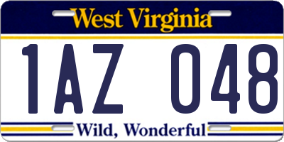 WV license plate 1AZ048