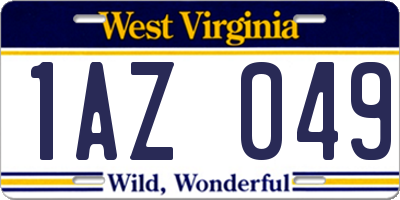 WV license plate 1AZ049