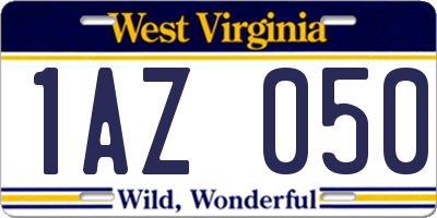 WV license plate 1AZ050