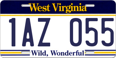 WV license plate 1AZ055