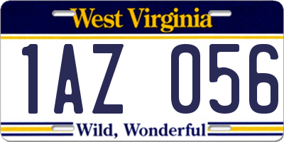 WV license plate 1AZ056