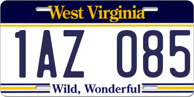 WV license plate 1AZ085