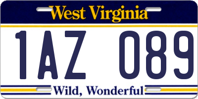WV license plate 1AZ089