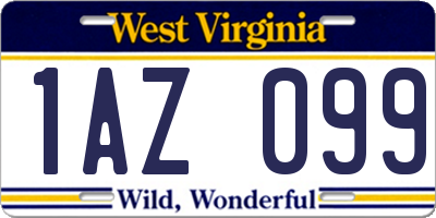 WV license plate 1AZ099