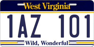 WV license plate 1AZ101