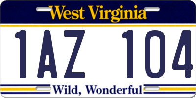WV license plate 1AZ104