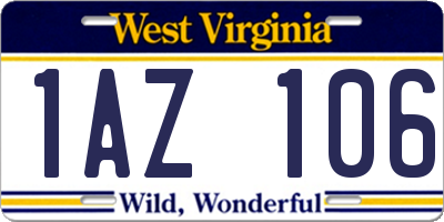WV license plate 1AZ106