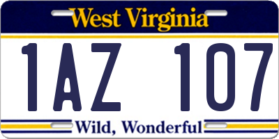WV license plate 1AZ107