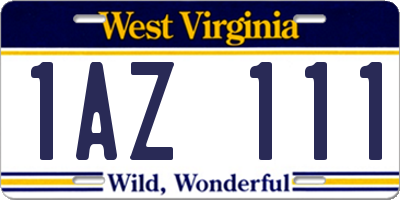 WV license plate 1AZ111