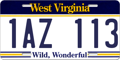 WV license plate 1AZ113