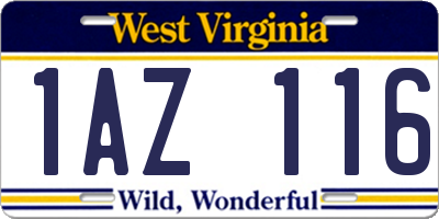 WV license plate 1AZ116