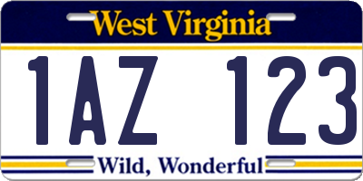 WV license plate 1AZ123