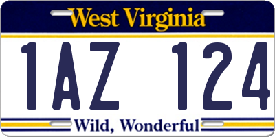 WV license plate 1AZ124