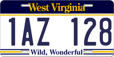 WV license plate 1AZ128