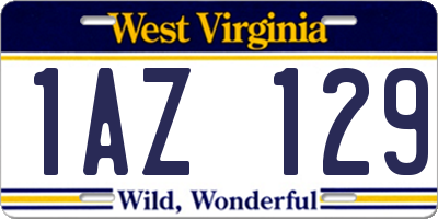 WV license plate 1AZ129