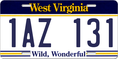 WV license plate 1AZ131