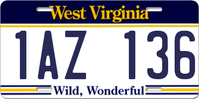 WV license plate 1AZ136