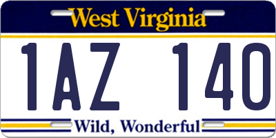 WV license plate 1AZ140