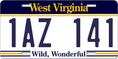 WV license plate 1AZ141