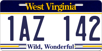 WV license plate 1AZ142