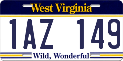 WV license plate 1AZ149