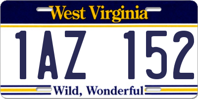 WV license plate 1AZ152