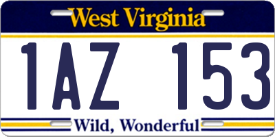 WV license plate 1AZ153