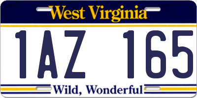WV license plate 1AZ165