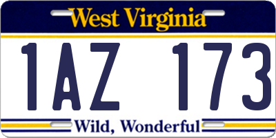 WV license plate 1AZ173