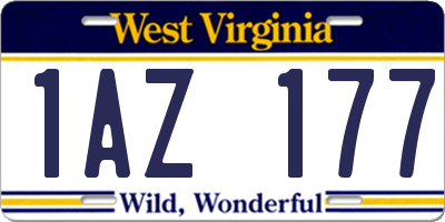 WV license plate 1AZ177