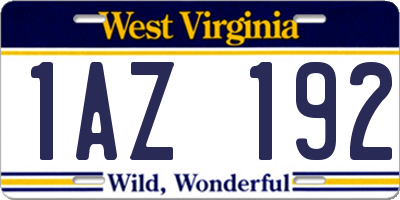 WV license plate 1AZ192