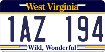 WV license plate 1AZ194