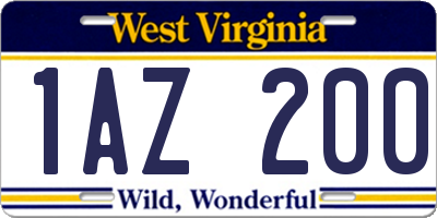 WV license plate 1AZ200