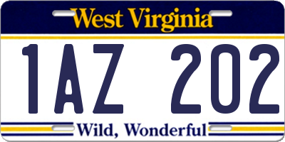 WV license plate 1AZ202