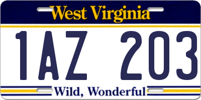 WV license plate 1AZ203