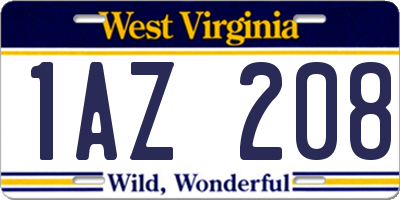 WV license plate 1AZ208