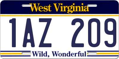 WV license plate 1AZ209