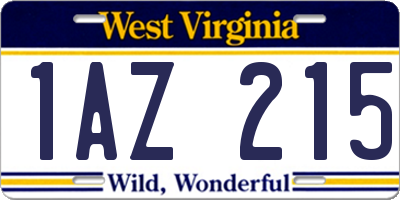 WV license plate 1AZ215